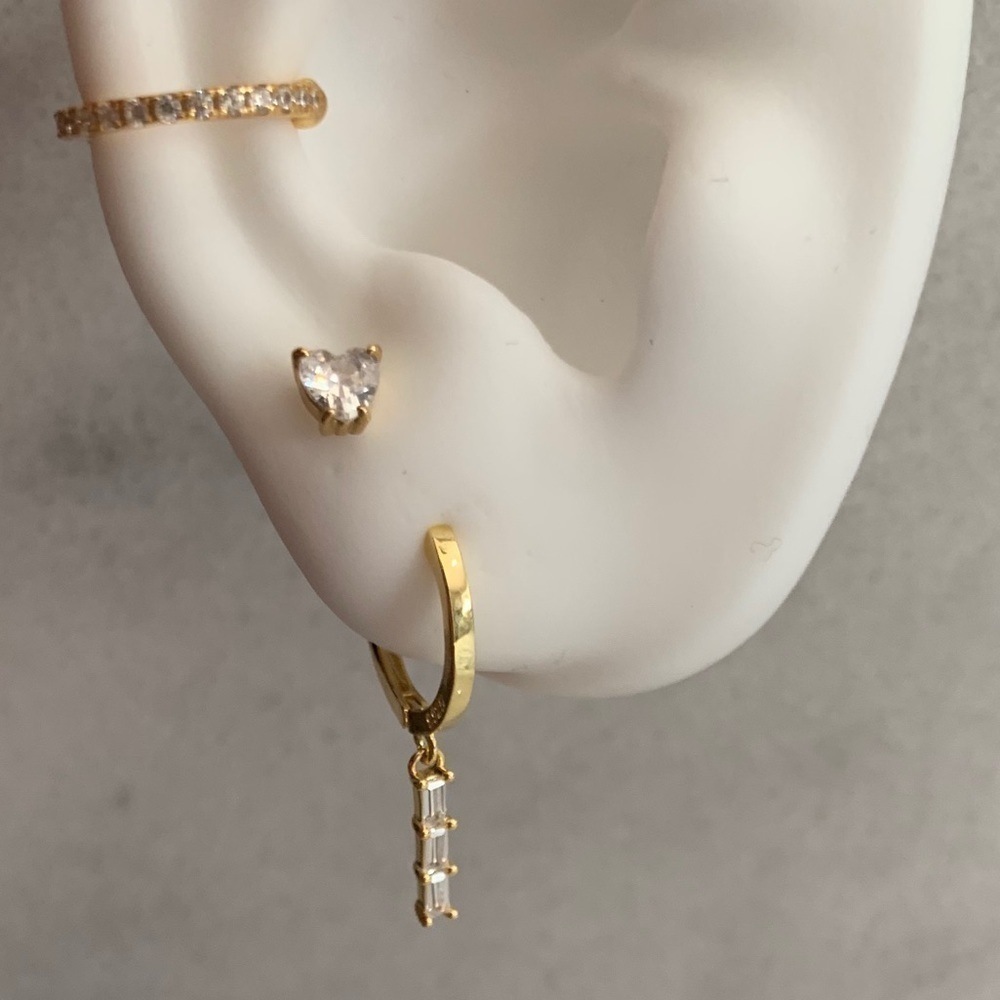 COPY - 8K Gold Crystal Dangle Huggie Hoop Earrings